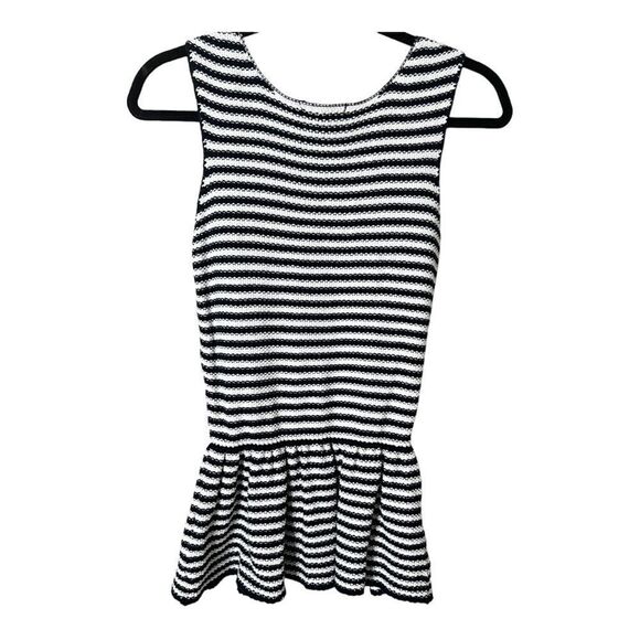 Tart Women’s Sleeveless Navy & White Stripe Peplum Sweater Tank Size Small - Picture 1 of 7